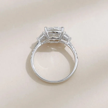 3.15 ct Vintage Four-Prong Round-Cut Lab-Grown Diamond Three-Stone Ring in 18K White Gold