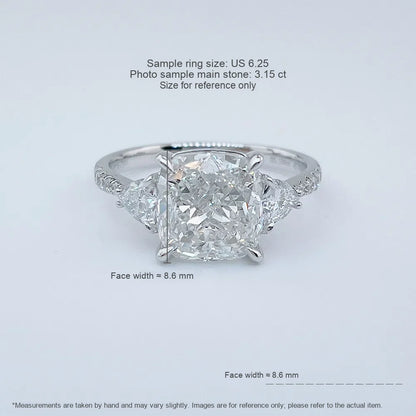 3.15 ct Vintage Four-Prong Round-Cut Lab-Grown Diamond Three-Stone Ring in 18K White Gold
