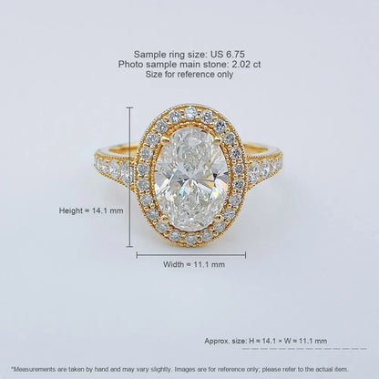 Vintage Oval-Cut Lab-Grown Diamond Halo Ring in 18K Yellow Gold
