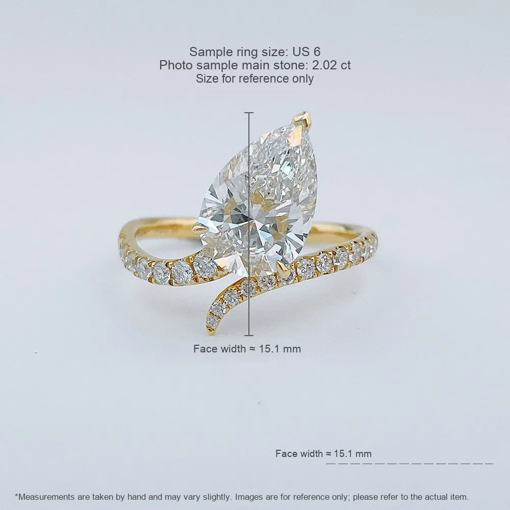 2.1 ct Cross Pear-Cut Lab-Grown Diamond Ring in 18K Yellow Gold
