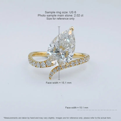 2.1 ct Cross Pear-Cut Lab-Grown Diamond Ring in 18K Yellow Gold