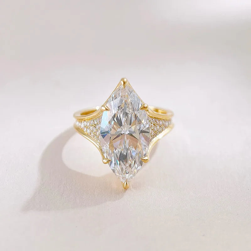 5.1 ct Vintage Marquise-Cut Lab-Grown Diamond Ring in 18K Yellow Gold – APYFR0420-Y