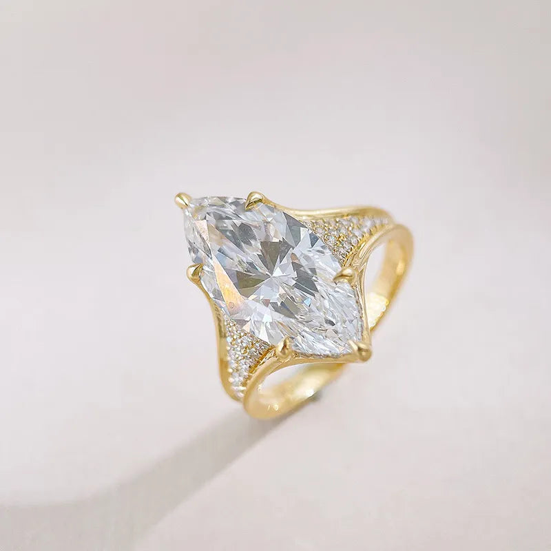 5.1 ct Vintage Marquise-Cut Lab-Grown Diamond Ring in 18K Yellow Gold – APYFR0420-Y