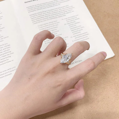 5.1 ct Vintage Marquise-Cut Lab-Grown Diamond Ring in 18K Yellow Gold – APYFR0420-Y