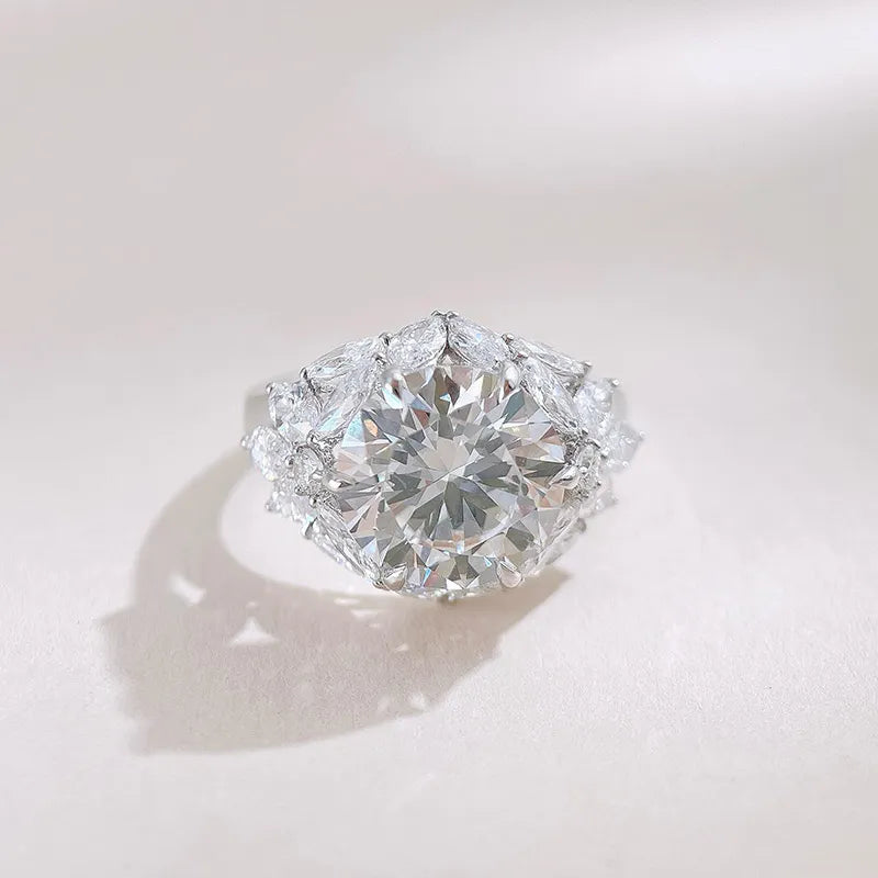 5.08 ct Floral Round-Cut Lab-Grown Diamond Ring in 18K White Gold – APYFR0421-W