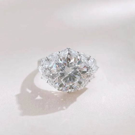 5.08 ct Floral Round-Cut Lab-Grown Diamond Ring in 18K White Gold