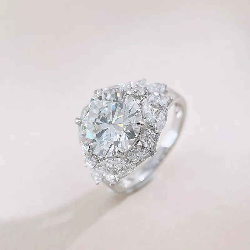 5.08 ct Floral Round-Cut Lab-Grown Diamond Ring in 18K White Gold – APYFR0421-W