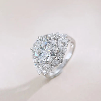 5.08 ct Floral Round-Cut Lab-Grown Diamond Ring in 18K White Gold – APYFR0421-W