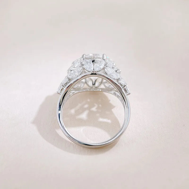 5.08 ct Floral Round-Cut Lab-Grown Diamond Ring in 18K White Gold – APYFR0421-W