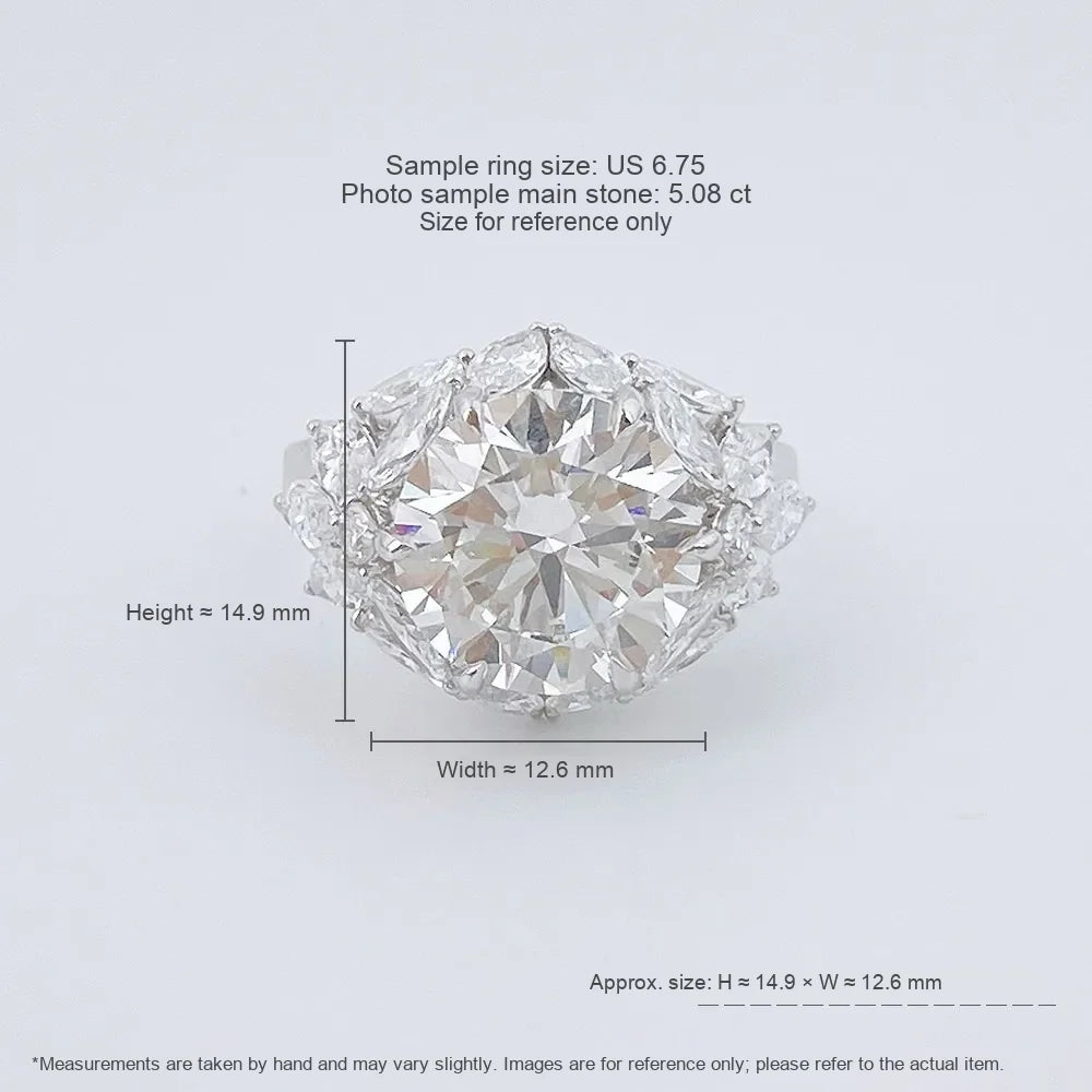 5.08 ct Floral Round-Cut Lab-Grown Diamond Ring in 18K White Gold – APYFR0421-W