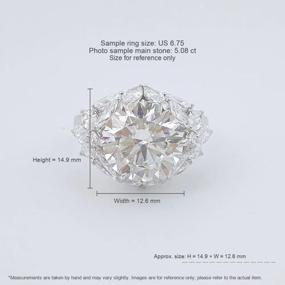 5.08 ct Floral Round-Cut Lab-Grown Diamond Ring in 18K White Gold – APYFR0421-W