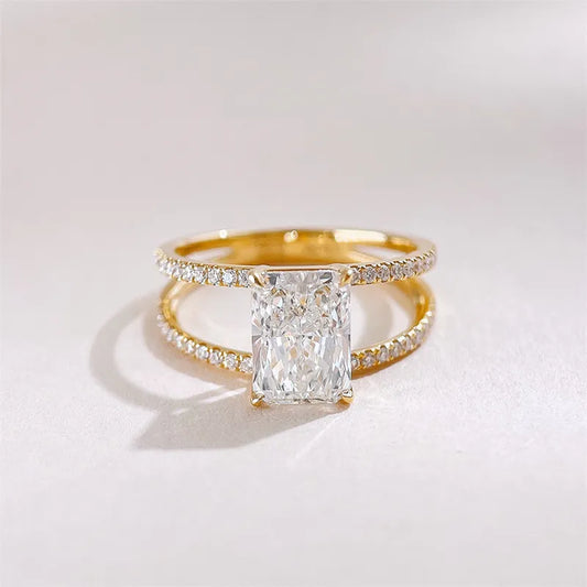 2.02 ct Celestial Radiant-Cut Lab-Grown Diamond Ring in 18K Yellow Gold