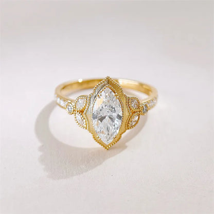 1.08 ct Vintage Marquise-Cut Lab-Grown Diamond Ring in 18K Yellow Gold – APYFR0427-Y