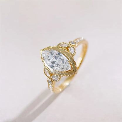 1.08 ct Vintage Marquise-Cut Lab-Grown Diamond Ring in 18K Yellow Gold – APYFR0427-Y