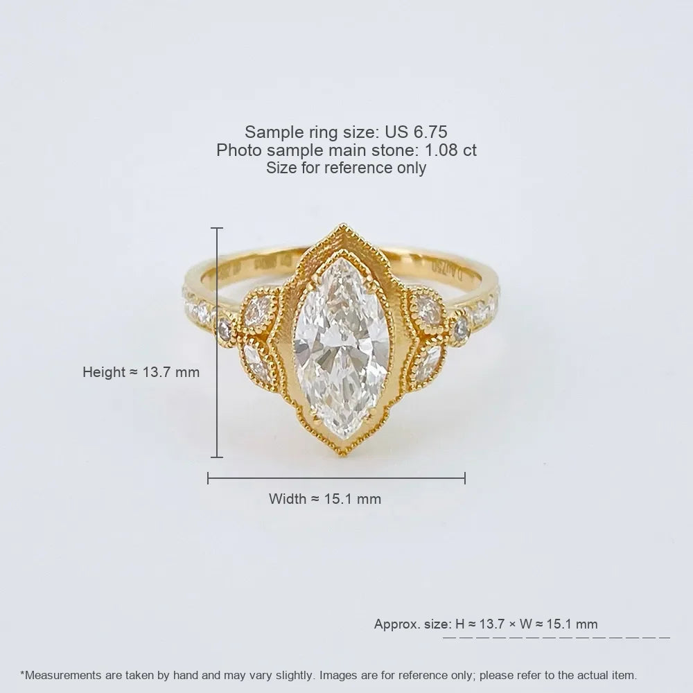 1.08 ct Vintage Marquise-Cut Lab-Grown Diamond Ring in 18K Yellow Gold – APYFR0427-Y