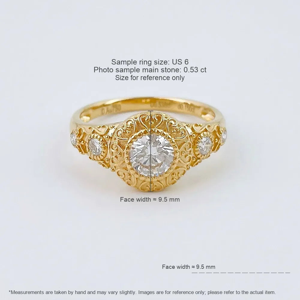 0.54 ct Vintage Round-Cut Lab-Grown Diamond Ring in 18K Yellow Gold – APYFR0428-Y