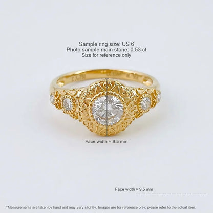 0.54 ct Vintage Round-Cut Lab-Grown Diamond Ring in 18K Yellow Gold – APYFR0428-Y