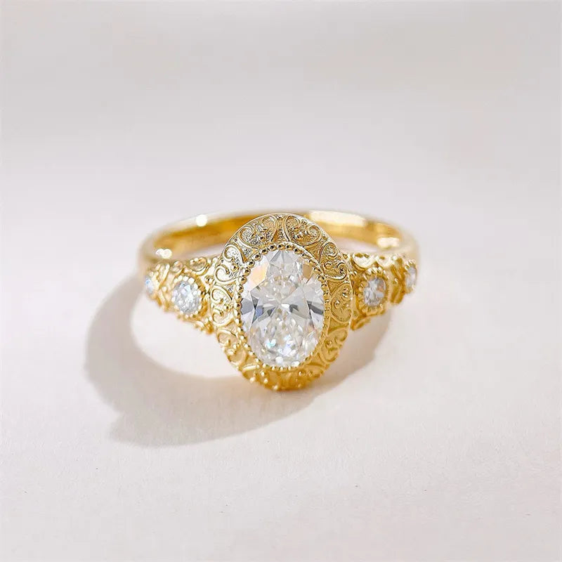 1.08 ct Vintage Oval-Cut Lab-Grown Diamond Ring in 18K Yellow Gold – APYFR0429-Y