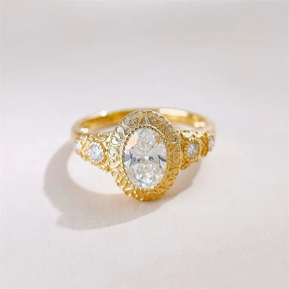 1.08 ct Vintage Oval-Cut Lab-Grown Diamond Ring in 18K Yellow Gold – APYFR0429-Y