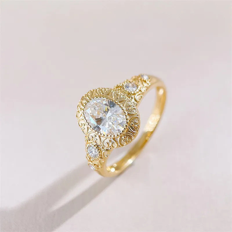 1.08 ct Vintage Oval-Cut Lab-Grown Diamond Ring in 18K Yellow Gold – APYFR0429-Y