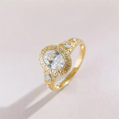 1.08 ct Vintage Oval-Cut Lab-Grown Diamond Ring in 18K Yellow Gold – APYFR0429-Y
