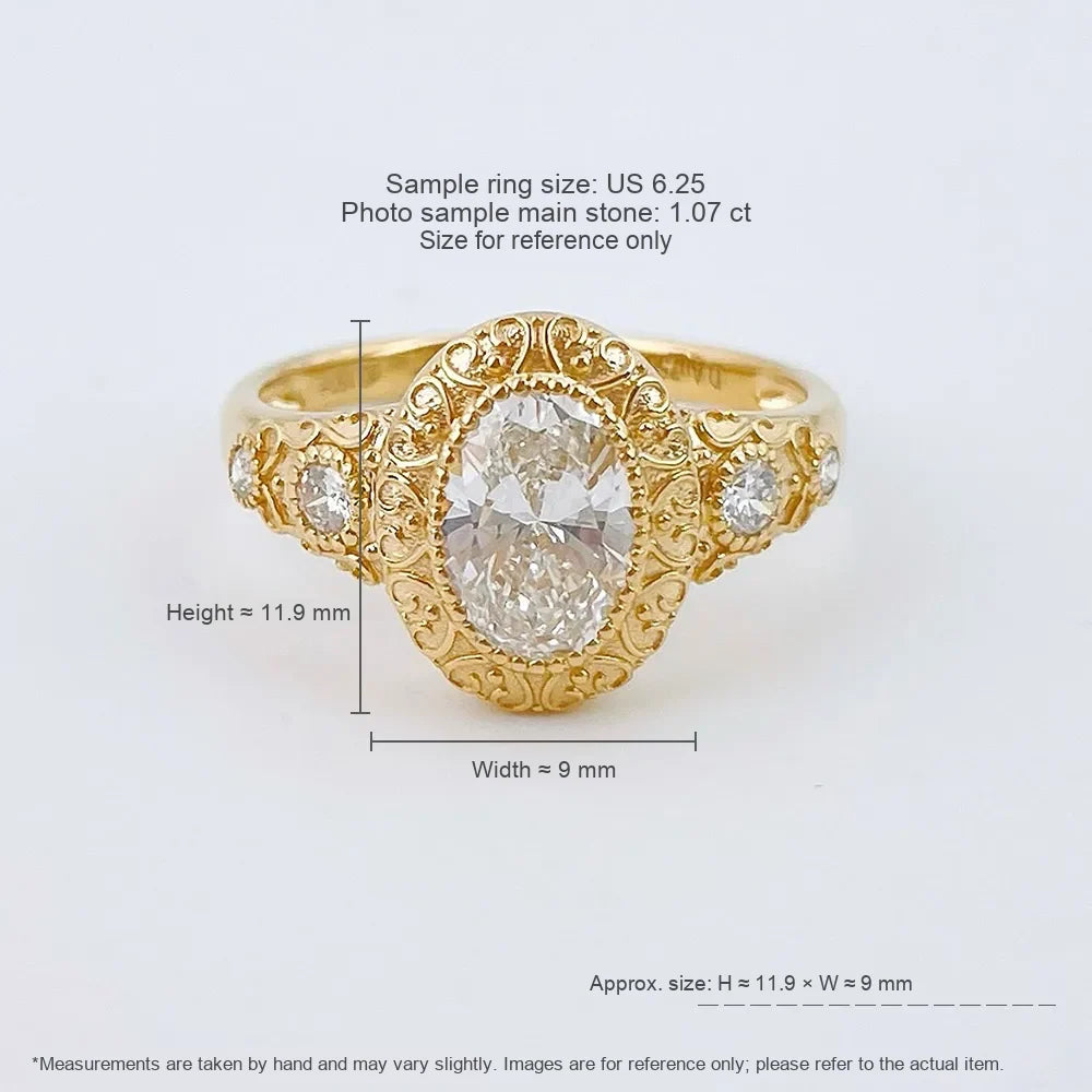 1.08 ct Vintage Oval-Cut Lab-Grown Diamond Ring in 18K Yellow Gold – APYFR0429-Y