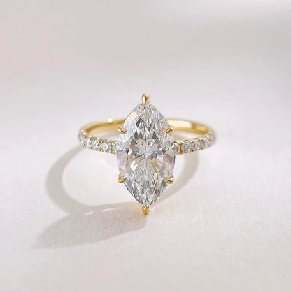 3.01 ct Vintage Six-Prong Marquise-Cut Lab-Grown Diamond Ring in 18K Yellow Gold