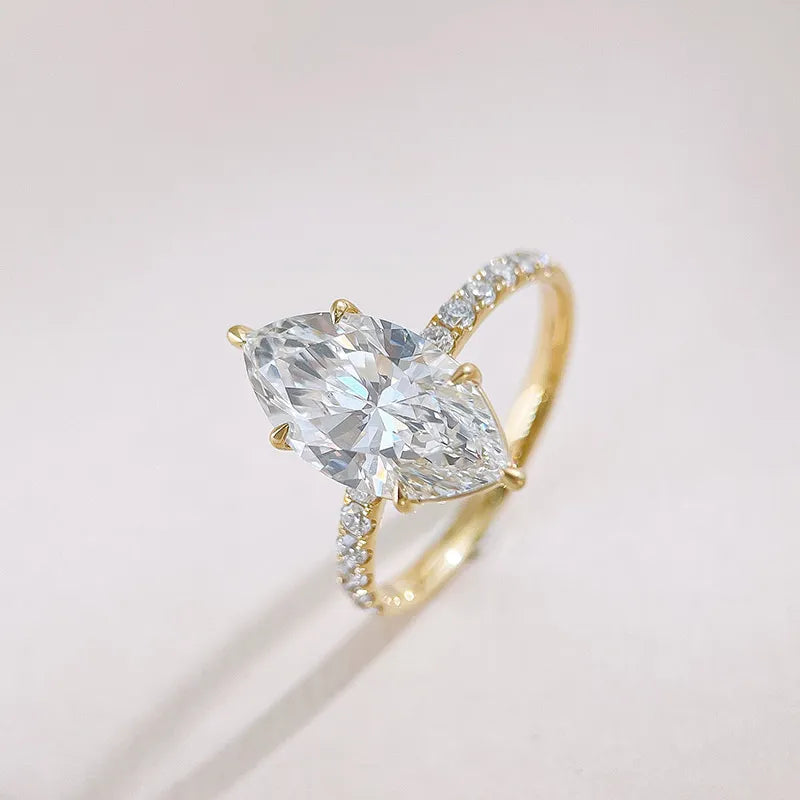 3.01 ct Vintage Six-Prong Marquise-Cut Lab-Grown Diamond Ring in 18K Yellow Gold