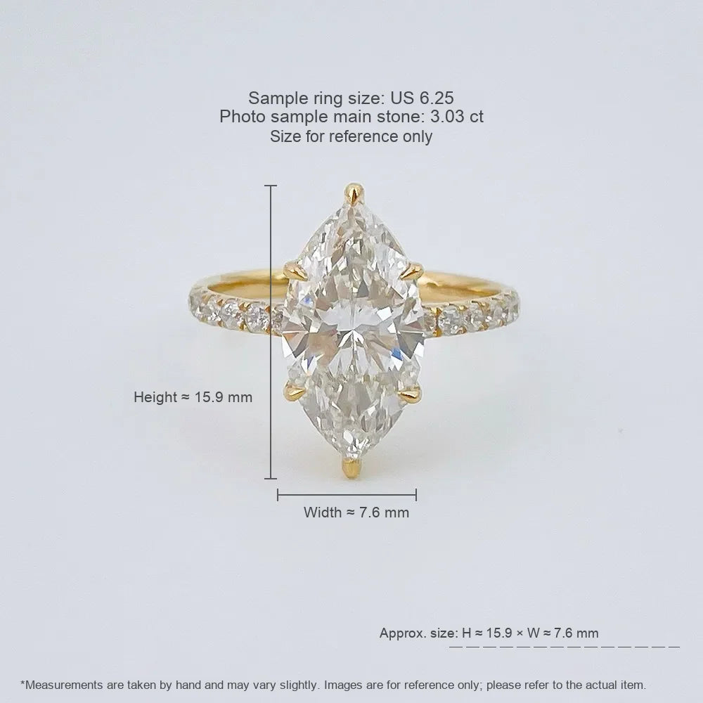 3.01 ct Vintage Six-Prong Marquise-Cut Lab-Grown Diamond Ring in 18K Yellow Gold