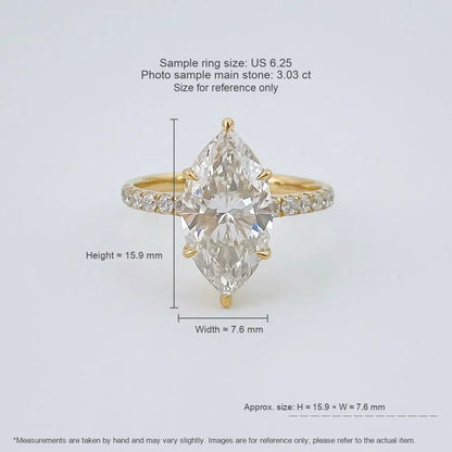 3.01 ct Vintage Six-Prong Marquise-Cut Lab-Grown Diamond Ring in 18K Yellow Gold