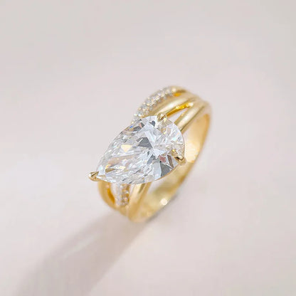 3.02 ct Celestial Pear-Cut Lab-Grown Diamond Ring in 18K Yellow Gold – APYFR0434-Y