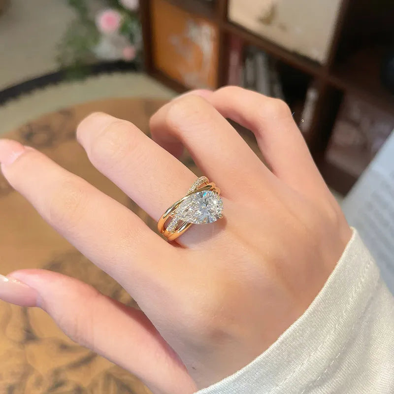 3.02 ct Celestial Pear-Cut Lab-Grown Diamond Ring in 18K Yellow Gold – APYFR0434-Y