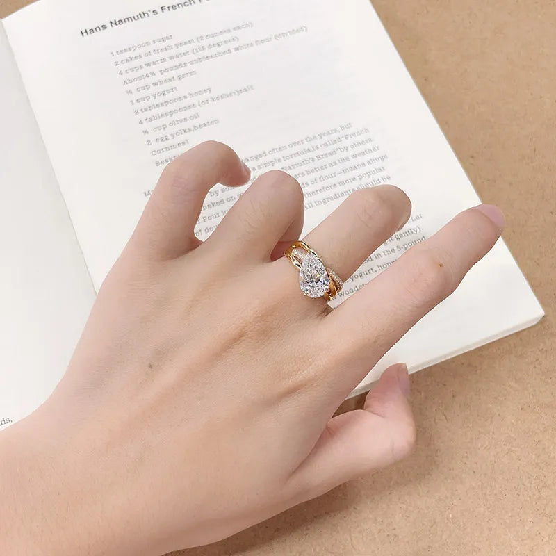 3.02 ct Celestial Pear-Cut Lab-Grown Diamond Ring in 18K Yellow Gold – APYFR0434-Y
