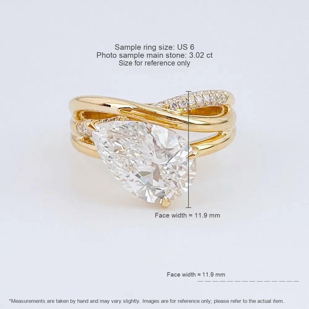 3.02 ct Celestial Pear-Cut Lab-Grown Diamond Ring in 18K Yellow Gold – APYFR0434-Y