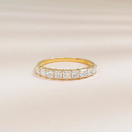 0.89 ctw Vintage Stackable Princess-Cut Lab-Grown Diamond Band in 18K Yellow Gold