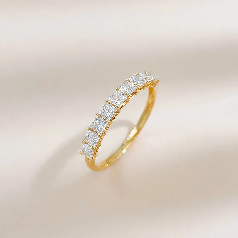 0.89 ctw Vintage Stackable Princess-Cut Lab-Grown Diamond Band in 18K Yellow Gold