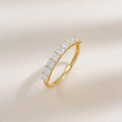 0.89 ctw Vintage Stackable Princess-Cut Lab-Grown Diamond Band in 18K Yellow Gold