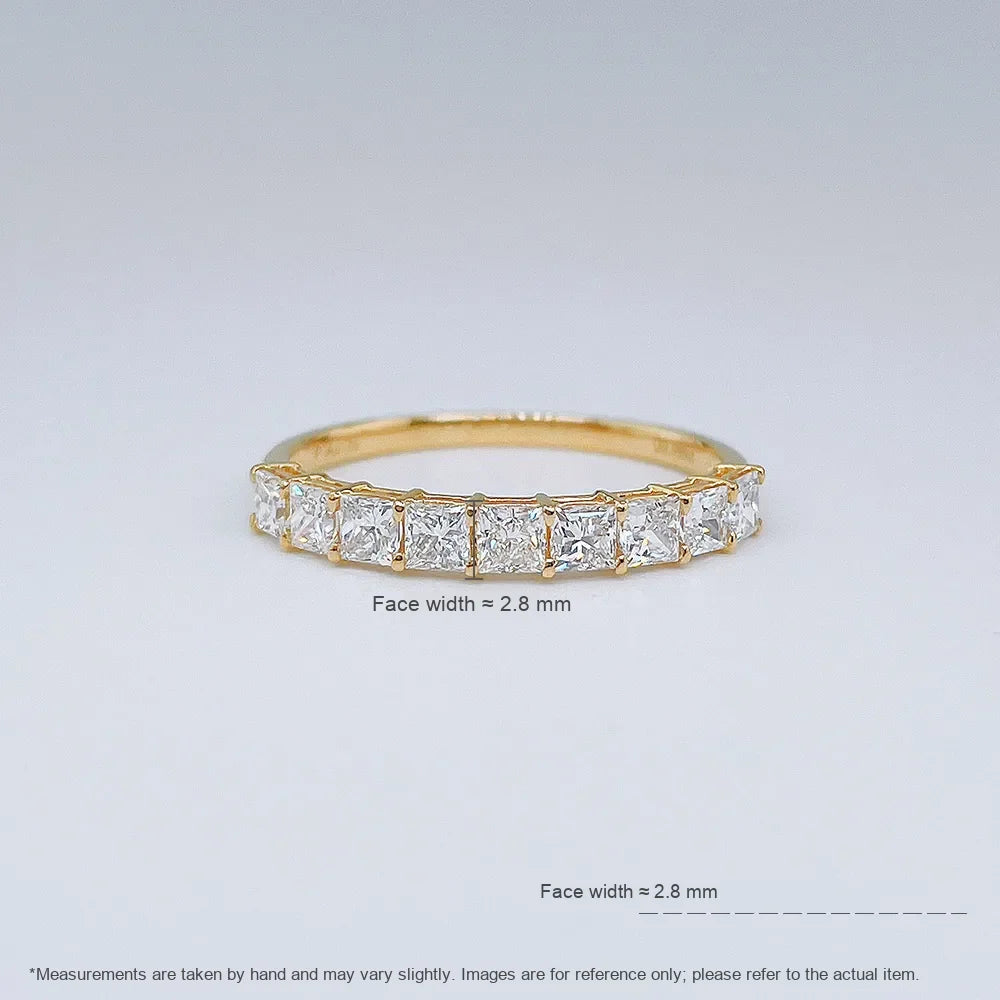 0.89 ctw Vintage Stackable Princess-Cut Lab-Grown Diamond Band in 18K Yellow Gold