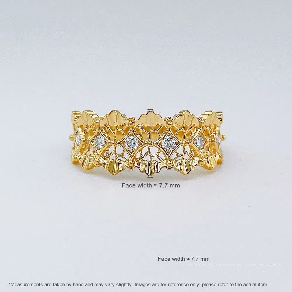 0.12 ctw Floral Round-Cut Lab-Grown Diamond Band in 18K Yellow Gold
