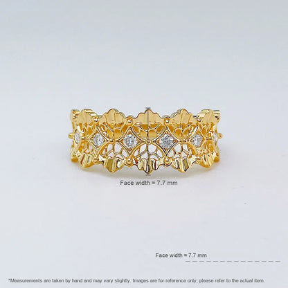 0.12 ctw Floral Round-Cut Lab-Grown Diamond Band in 18K Yellow Gold