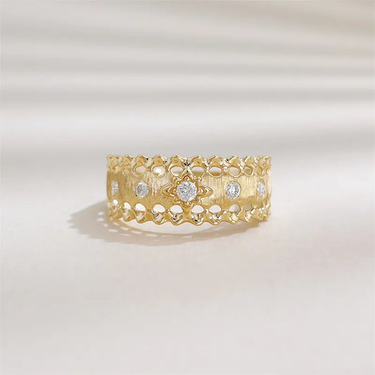 0.14 ctw Vintage Round-Cut Lab-Grown Diamond Band in 18K Yellow Gold – APYFR0438-Y