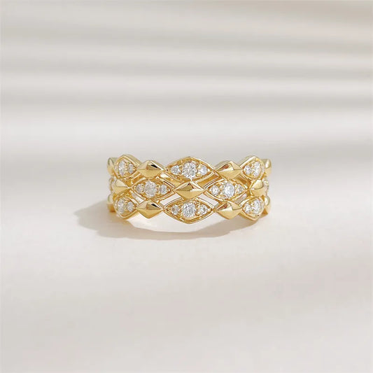 0.32 ctw Vintage Round-Cut Lab-Grown Diamond Band in 18K Yellow Gold – APYFR0444-Y