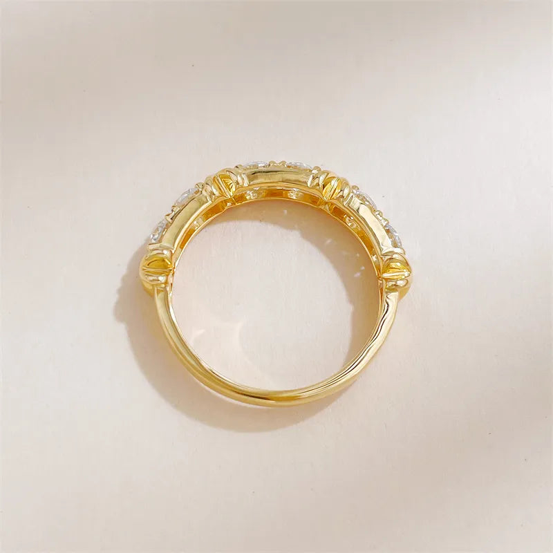 0.99 ctw Cross Round-Cut Lab-Grown Diamond Band in 18K Yellow Gold