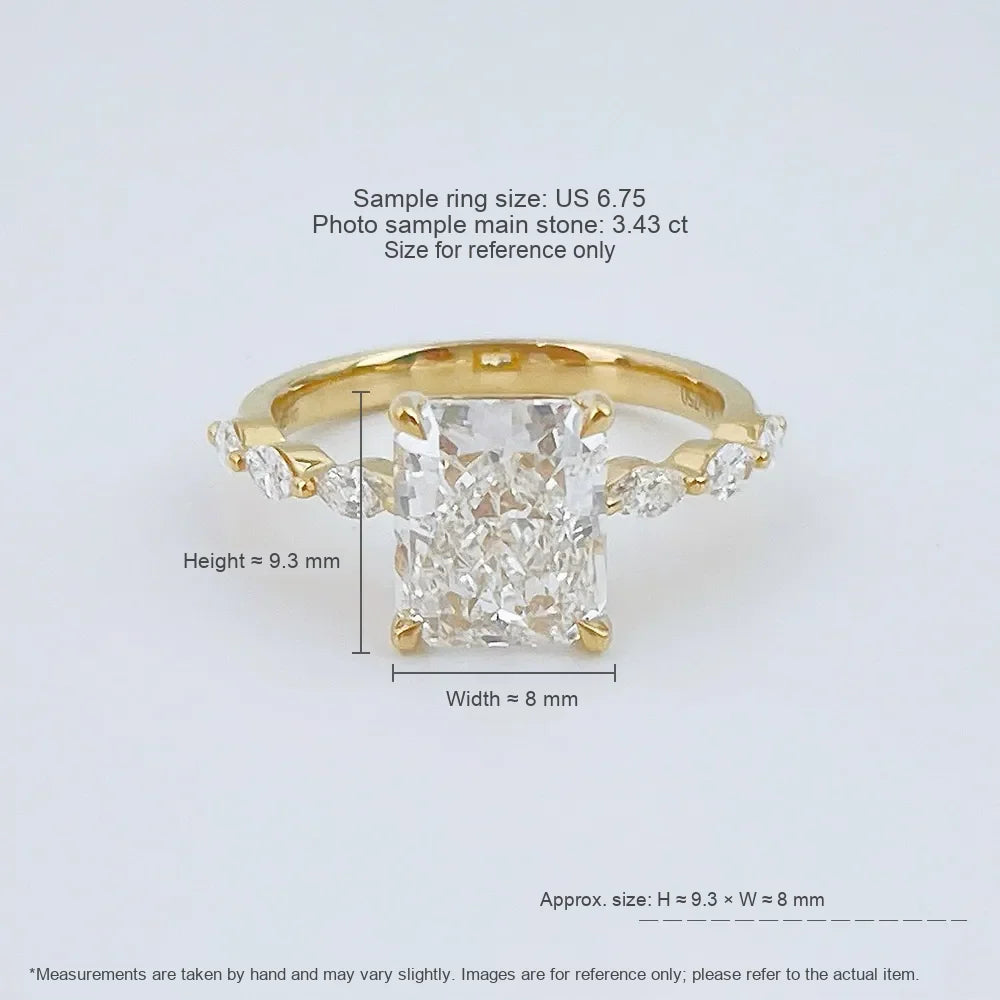3.14 ct Radiant-Cut Lab-Grown Diamond Ring in 18K Yellow Gold – APYFR0450-Y