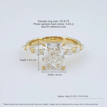 3.14 ct Radiant-Cut Lab-Grown Diamond Ring in 18K Yellow Gold – APYFR0450-Y