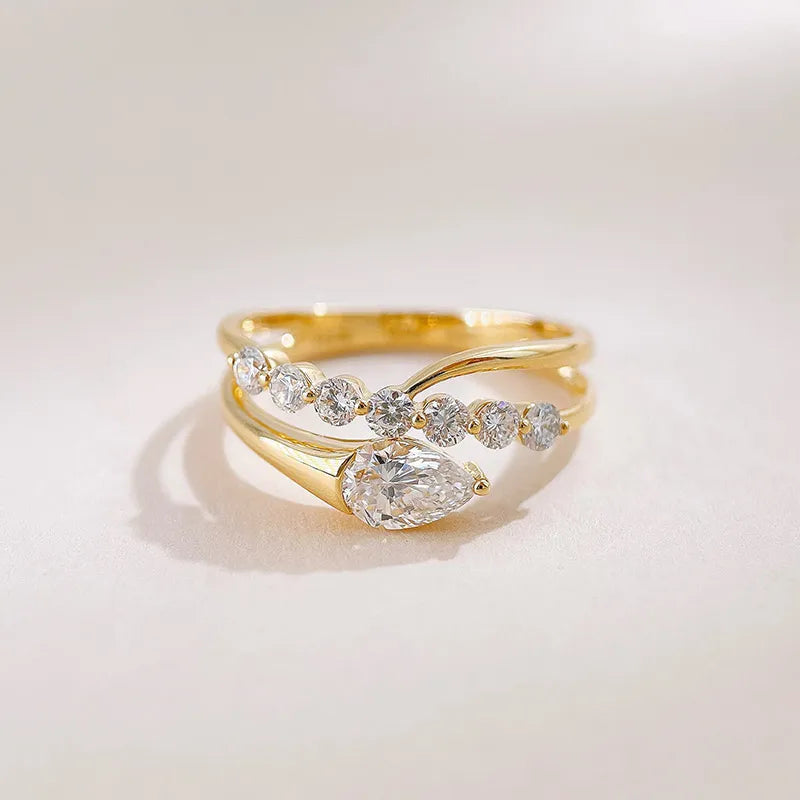 0.56 ct Vintage Pear-Cut Lab-Grown Diamond Ring in 18K Yellow Gold – APYFR0452-Y
