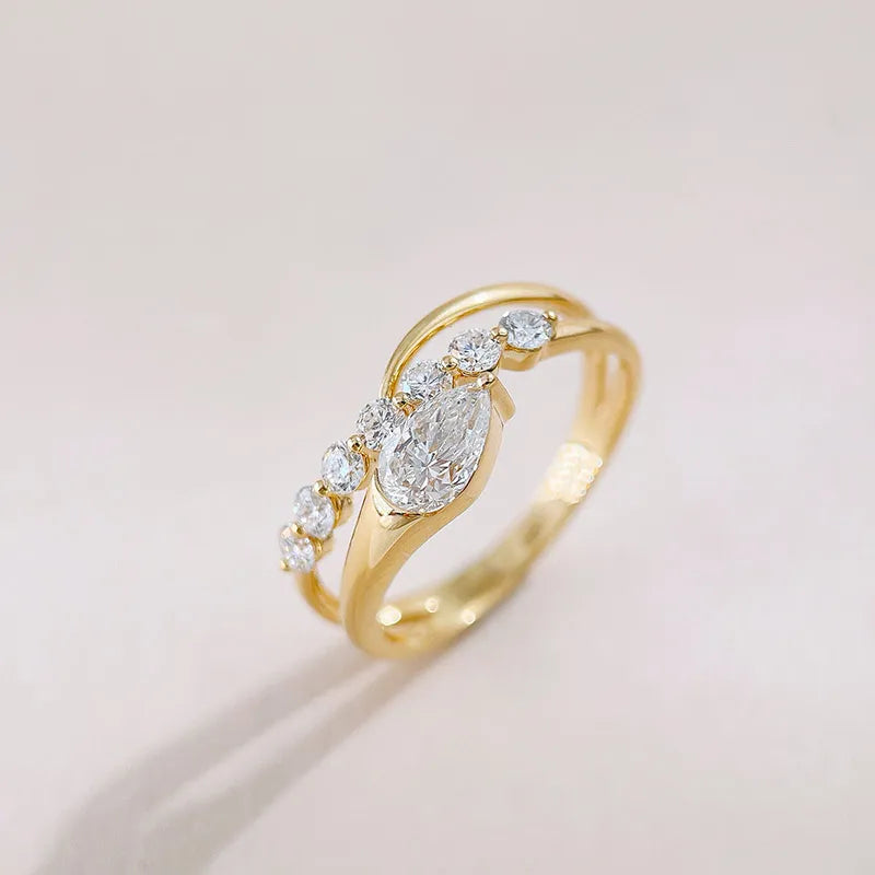 0.56 ct Vintage Pear-Cut Lab-Grown Diamond Ring in 18K Yellow Gold – APYFR0452-Y