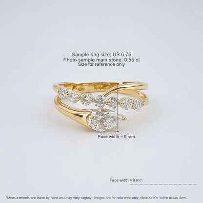 0.56 ct Vintage Pear-Cut Lab-Grown Diamond Ring in 18K Yellow Gold – APYFR0452-Y
