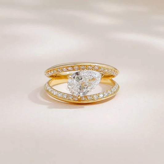 1.1 ct Celestial Pear-Cut Lab-Grown Diamond Ring in 18K Yellow Gold – APYFR0455-Y