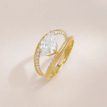 1.1 ct Celestial Pear-Cut Lab-Grown Diamond Ring in 18K Yellow Gold – APYFR0455-Y